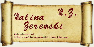 Malina Zeremski vizit kartica